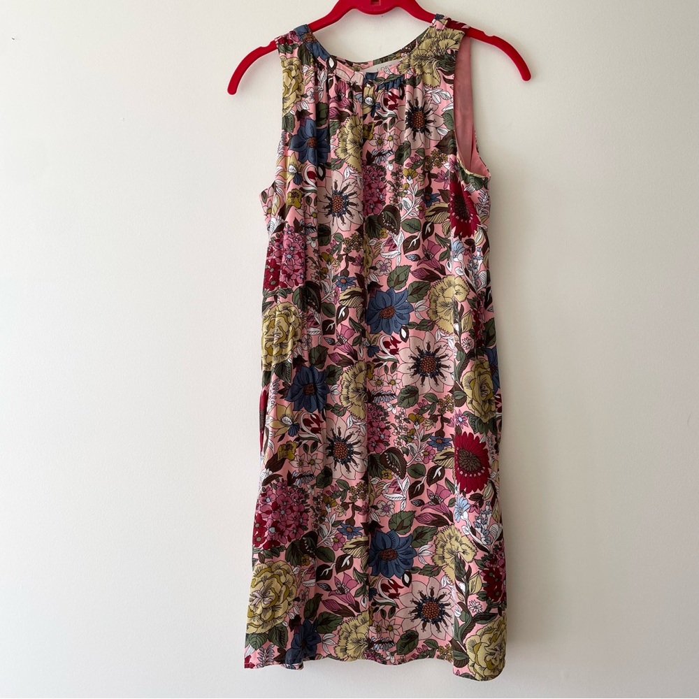 LOFT Pink Boho Floral Sleeveless Dress Size S